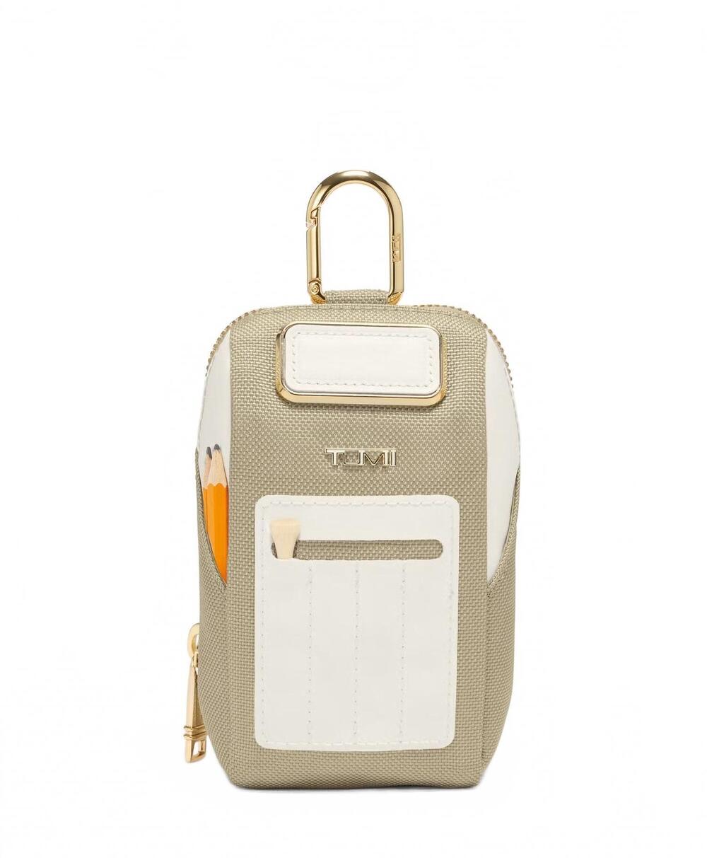 NEW TUMI women's golf pouch with tees in off white/tan